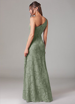 Azazie Ellianna Bridesmaid Dresses Agave A-Line One Shoulder Floral Burnout Dress image4