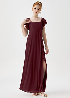 Azazie Bondi Junior A-Linie Seitliche Cut-Outs Gittergewebe Kleid Cabernetrot image5