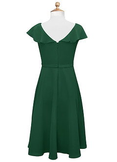 Azazie Posie Vestido de Verde Oscuro de Gasa/ Chiffon de Acampanado con Volante image7