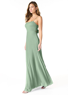 Azazie Rae Schlussverkauf A-Linie Schleifen Gittergewebe Kleid Matcha image4