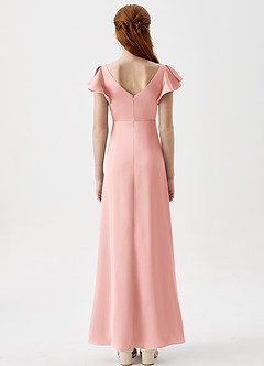 Azazie Omari Junior Powder Pink A-Line Pleated Stretch Satin Dress image7