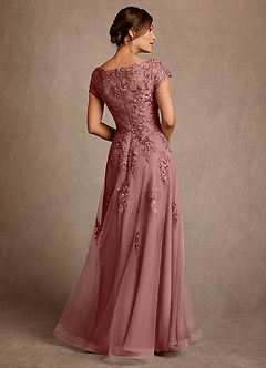 Azazie Jalinda vestidos de madre de la novia Vestido de Rosa Del Desierto de Gasa de Corte en A con Encaje image2