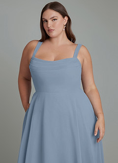 Azazie Shaude Bridesmaid Dresses Dusty Blue A-Line Pleated Chiffon Dress image12