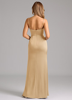 Azazie Aimee Bridesmaid Dresses Gold A-Line Sweetheart Neckline Stretch Satin Dress image2