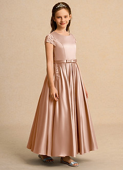 Azazie Bunny Junior Formal Sukienki dla dziewczynek sypiących kwiaty Suknia balowa Koronka Sznurówka Długość kostki Sukienka image5