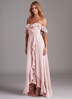 Azazie Lyra Bridesmaid Dresses Blushing Pink A-Line Chiffon Convertible Dress image5