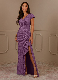 Azazie Roya Mother of the Bride Dresses Wisteria Mermaid Ruched Floral Burnout Dress image1