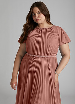 Azazie Kara Modest Bridesmaid Dresses A-Line Pleated Chiffon Floor-Length Dress image15