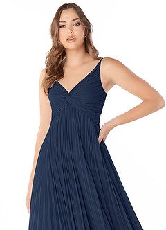 Azazie Raychelle Bridesmaid Dresses Dark Navy A-Line V-Neck Chiffon Dress image5