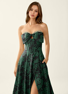 Leilani Emerald Black Corset Lace Up Back Beading Prom Dress image5