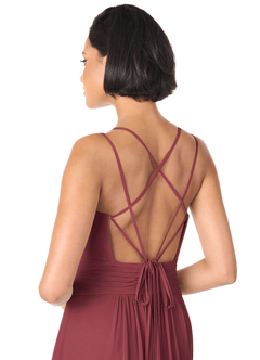 Azazie Farren Bridesmaid Dresses Merlot A-Line Pleated Chiffon Convertible Dress image7