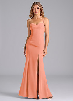 Azazie Wynni Brautjungfernkleider Meerjungfrau-Linie Korsett Chiffon Kleid Sonnenuntergang image3