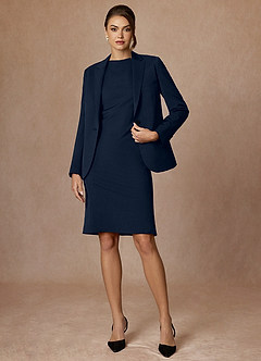front Kennedy Dark Navy Sukienka Ze Stretchem Strukturalnym