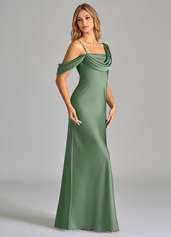 Azazie Celina Brautjungfernkleider Etui Schulterfrei Stretch-Satin Kleid Matcha image4