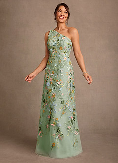 Azazie Bertie Mother of the Bride Dresses Dusty Sage A-Line Lace Dress image4
