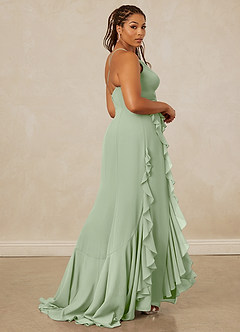 Christian Siriano Bridal for Azazie 1006 Bridesmaid Dresses Dusty Sage Mermaid Ruched Chiffon Dress image9