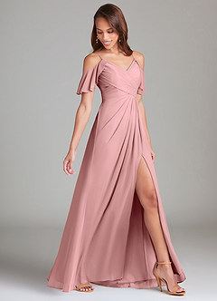 Azazie Dakota Bridesmaid Dresses Dusty Rose A-Line Off the Shoulder Mesh Dress image3