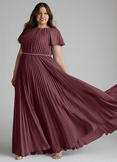 Azazie Kara vestidos de dama de honor modestos Vestido de Corte En A Plisado Hasta el suelo Gasa image10
