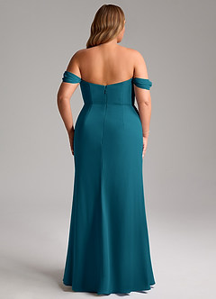 Azazie Saige Jurken voor bruidsmeisjes Converteerbaar Jurk van Chiffon met A-Lijn Off the Shoulder Inkt Blauw image15