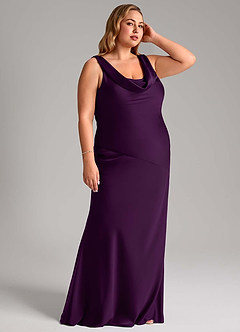 Azazie Rylina Bridesmaid Dresses Grape Mermaid Stretch Satin Dress image10