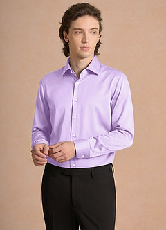 front Julian Lila Camisa de vestir de satén elástico