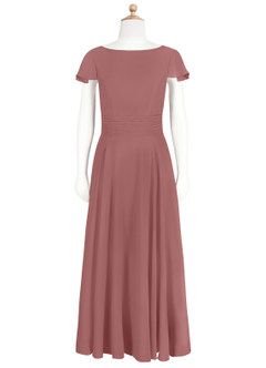 Azazie Payton Junior Desert Rose A-Line Bow Chiffon Dress image6