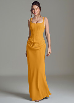 Azazie Niamh Bridesmaid Dresses Butterscotch Mermaid Corset Chiffon Dress image4