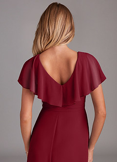 Azazie Lainey Bridesmaid Dresses Burgundy A-Line with Pockets Chiffon Dress image2