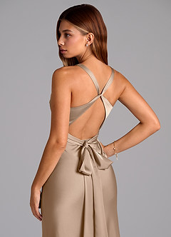 Azazie Hati Brudtärnklänningar Klä av Sjöjungfru i Stretch Satin Taupe image2
