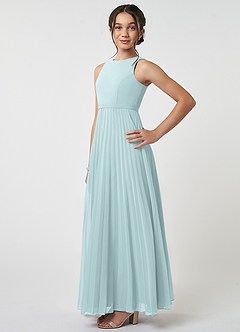 Azazie Lindie Junior Mist A-Line Pleated Chiffon Dress image3