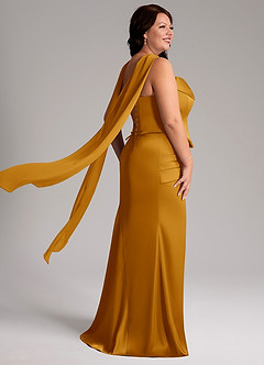 Azazie Sorrel Bridesmaid Dresses Butterscotch Mermaid Strapless Stretch Satin Convertible Dress image8