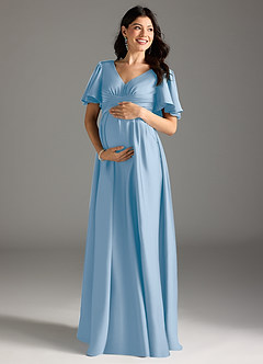 Azazie Verna Abiti da damigella d'onore premaman Abito A-Line Drappeggiato Raso Elasticizzato Floor-Length image3