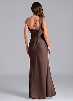 Azazie Driea Bridesmaid Dresses Ganache Mermaid One Shoulder Stretch Satin Dress image2