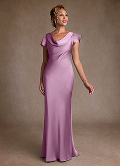 Azazie Shelby Mother of the Bride Dresses Wisteria Mermaid Pleated Stretch Satin Dress image3