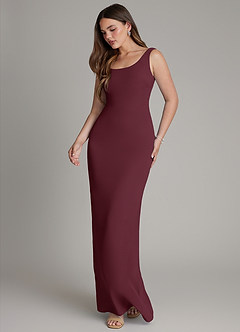 Azazie Hadley Bridesmaid Dresses Cabernet Mermaid Pleated Chiffon Dress image4