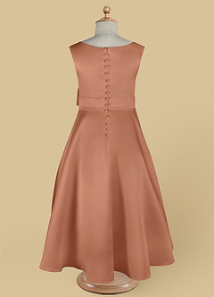 Azazie Lindy Flower Girl Dresses Bronzer A-Line Pleated Matte Satin Dress image14