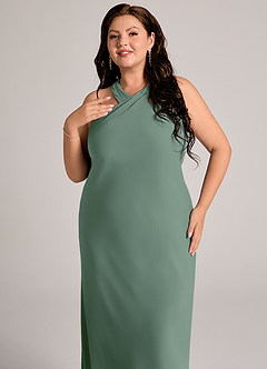 Azazie Doretta Bridesmaid Dresses Eucalyptus Mermaid Pleated Chiffon Dress image11