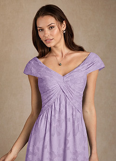 Azazie Myrtle vestidos de madre de la novia Vestido de Lila de Devorado Floral de Corte en A con Plisado image5