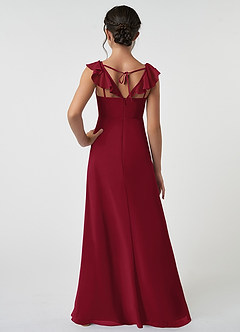 Azazie Amada Junior Burgundy A-Line Ruched Chiffon Dress image2