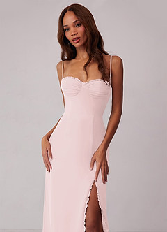 Barbie ♥ Azazie Bridesmaid Dresses Blushing Pink Sheath Corset Chiffon Dress image4