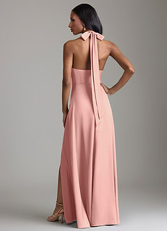 Azazie Tracie Bridesmaid Dresses Rosette A-Line Side Slit Stretch Satin Dress image2