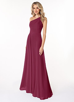 Azazie Dallas Bridesmaid Dresses Mulberry A-Line One Shoulder Chiffon Dress image1