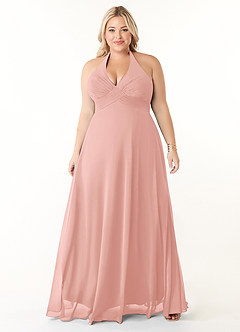 Azazie Tessie Bridesmaid Dresses Rosette A-Line V-Neck Pleated Chiffon Dress image6