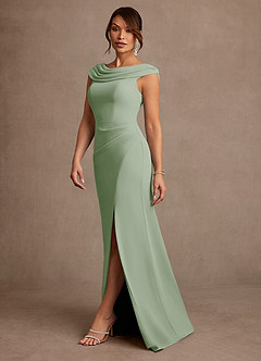 Azazie Irvine Mère de la mariée Robes Robe Trapèze en Mousseline de soie Plissée Vert Sauge image1