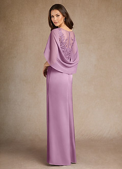 Azazie Hera Mother of the Bride Dresses Wisteria A-Line Lace Stretch Satin Dress image3