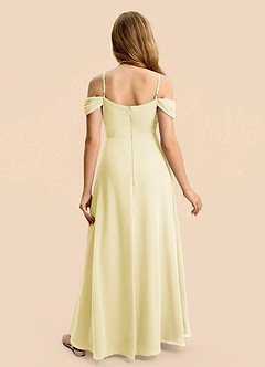 Azazie Lilly Junior A-Linie Plissee Chiffon Kleid Zitronensorbet image2