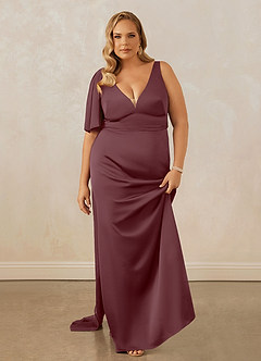 Christian Siriano Bridal for Azazie 1011 Bridesmaid Dresses Sangria Mermaid Bow Stretch Satin Dress image16