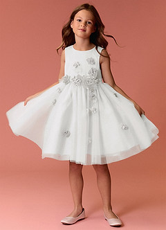 Barbie ♥ Azazie Flower Girl Dresses Diamond White Dress image2