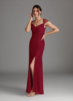 Azazie Blanchett Mother of the Bride Dresses Burgundy Mermaid Sequins Chiffon Dress image4