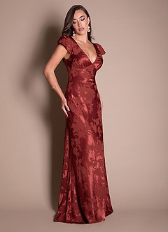 Lenice Rojo Caoba Vestido largo image8